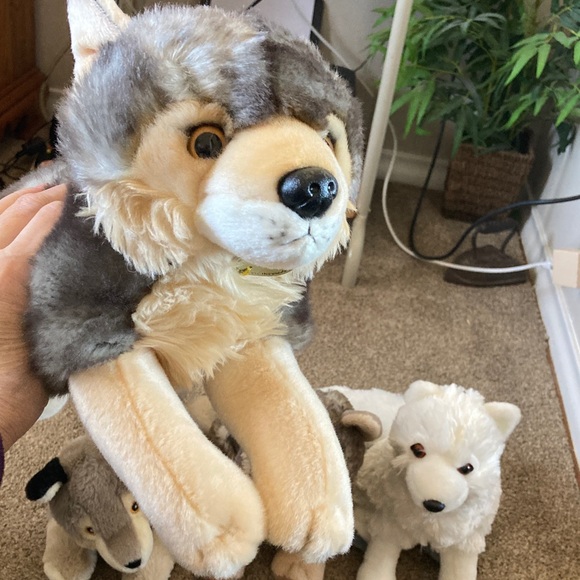 Plush Wolf Pack Stuffed Animals, 3 wolves, 1 fox - Picture 2 of 7